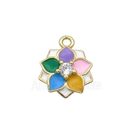 Copper Flower Pendant Multicolor Enamel Gold Plated