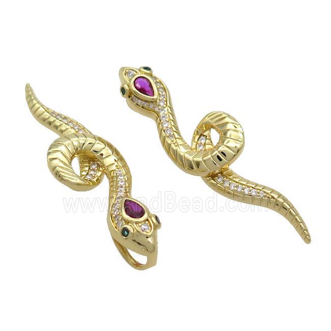 Copper Snake Pendant Pave Zircon Gold Plated