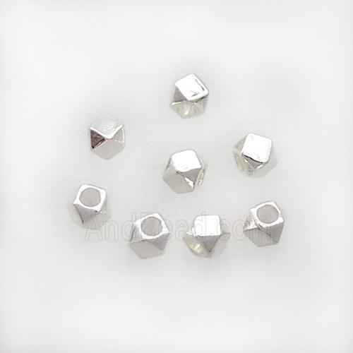 Copper Cube Beads Shiny Silver