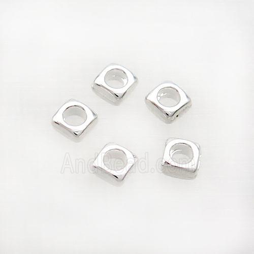 Copper Square Beads Shiny Silver