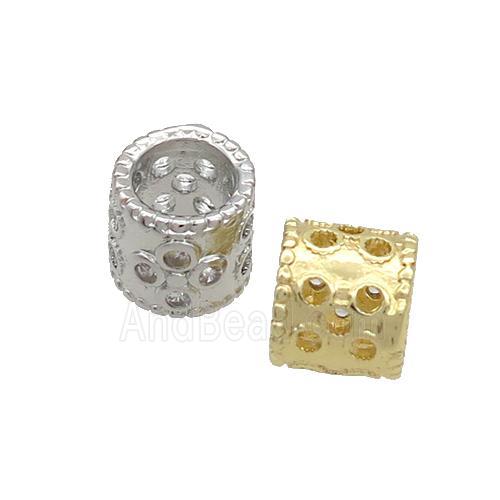 Copper Column Beads Pave Zircon Large Hole Mixed