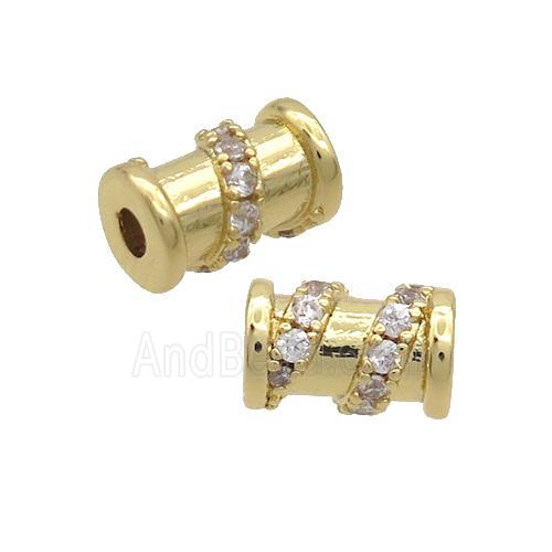 Copper Tube Beads Pave Zircon Gold Plated