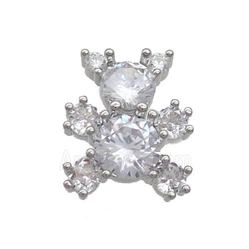 Copper Bear Pendant Pave Zircon Platinum Plated
