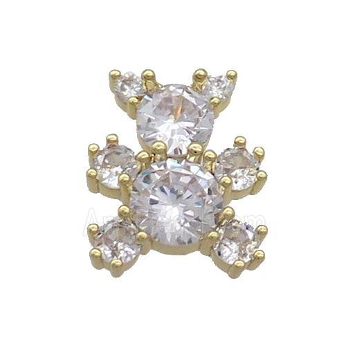 Copper Bear Pendant Pave Zircon Gold Plated