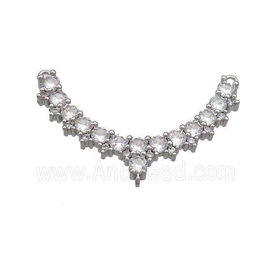 Copper Pendant Pave Zircon 3holes Platinum Plated