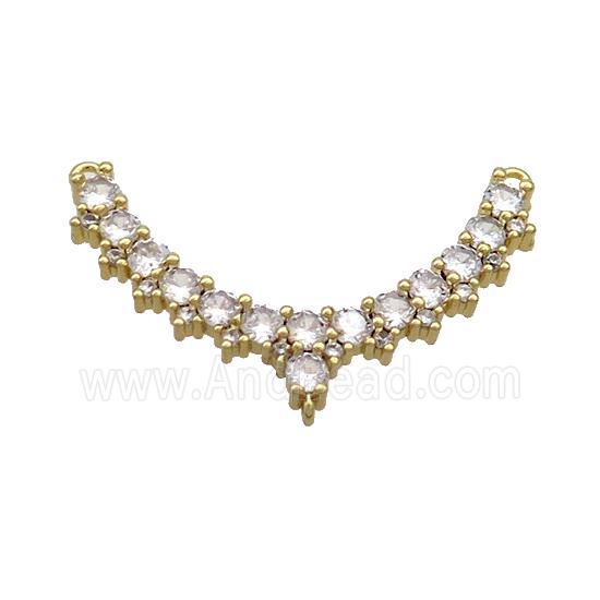 Copper Pendant Pave Zircon 3holes Gold Plated