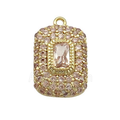 Copper Rectangle Pendant Pave Champagne Zircon Gold Plated