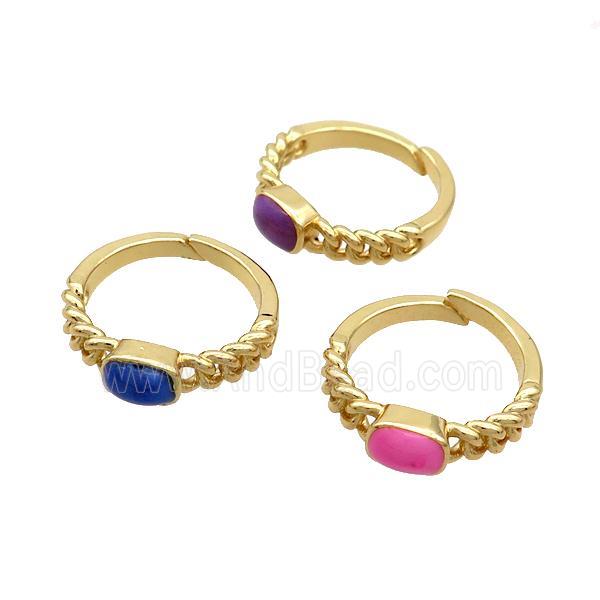 Copper Rings Enamel Adjustable Gold Plated Mixed