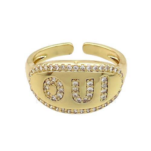 Copper Rings Pave Zircon OUI Gold Plated