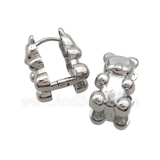 Copper Latchback Earrings Bear Platinum Plated