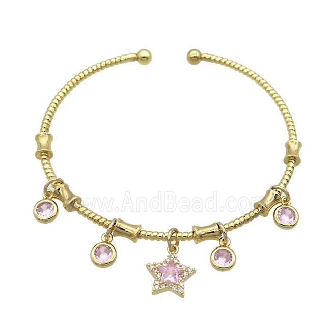 Copper Bangles Pave Pink Zircon Gold Plated