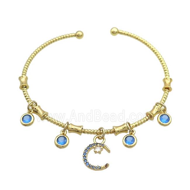 Copper Bangles Pave Blue Zircon Gold Plated