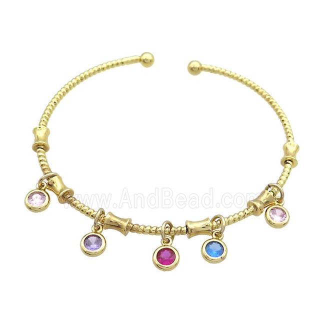 Copper Bangles Pave Multicolor Zircon Gold Plated