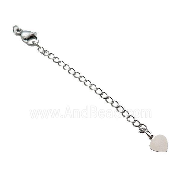 Copper Necklace Extender Chain Heart Platinum Plated