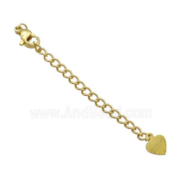 Copper Necklace Extender Chain Heart Gold Plated