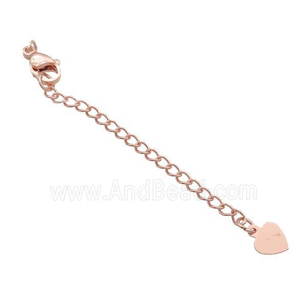 Copper Necklace Extender Chain Heart Rose Gold