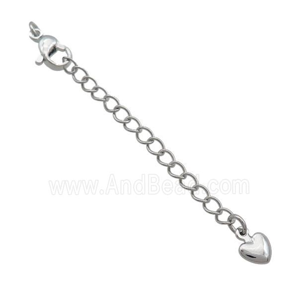 Copper Necklace Extender Chain Heart Platinum Plated