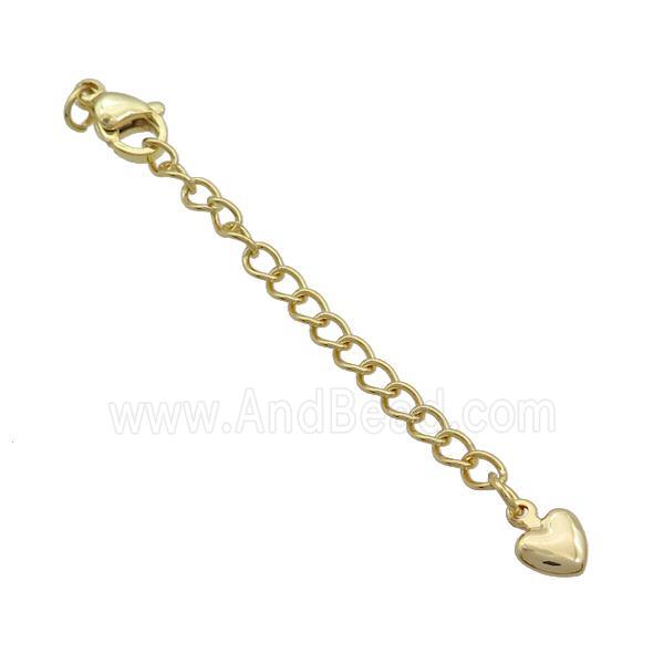 Copper Necklace Extender Chain Heart Gold Plated