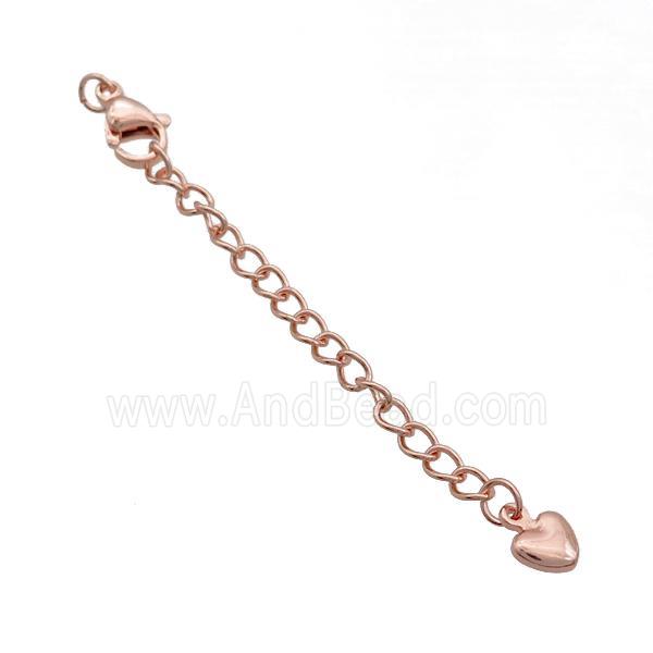 Copper Necklace Extender Chain Heart Rose Gold