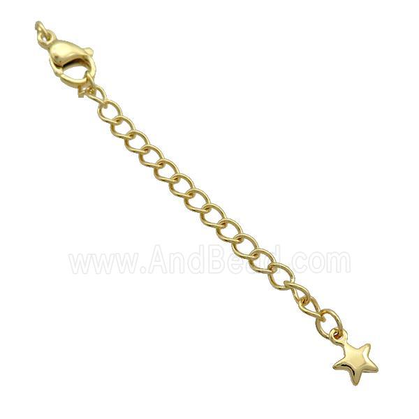Copper Necklace Extender Chain Star Gold Plated