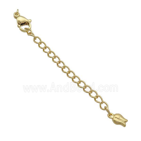 Copper Necklace Extender Chain Tulip Gold Plated