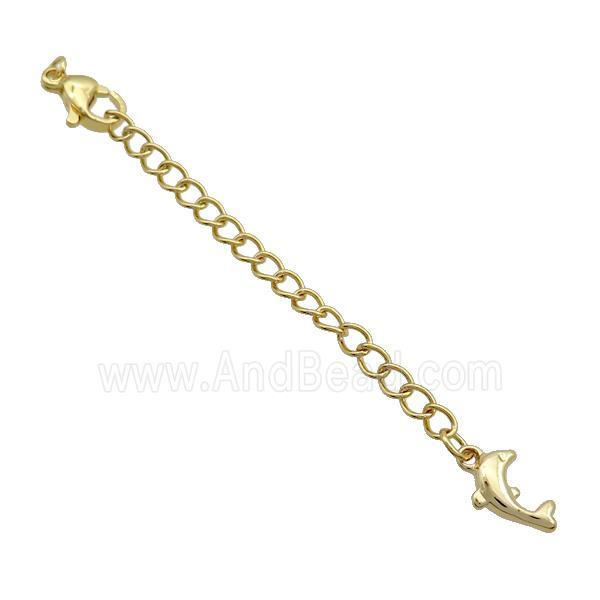Copper Necklace Extender Chain Dolphin Gold Plated