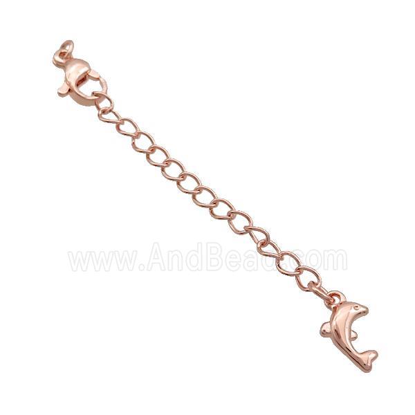 Copper Necklace Extender Chain Dolphin Rose Gold