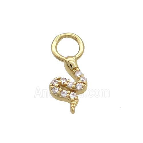 Copper Snake Pendant Charms Pave Zircon Gold Plated