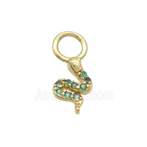 Copper Snake Pendant Charms Pave Zircon Gold Plated