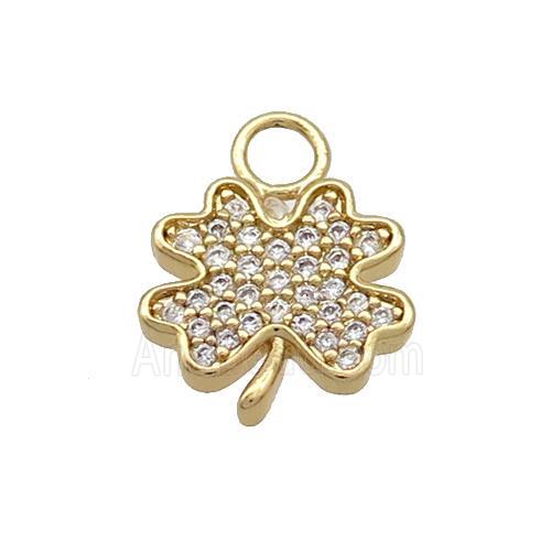 Copper Clover Pendant Pave Zirconia Gold Plated