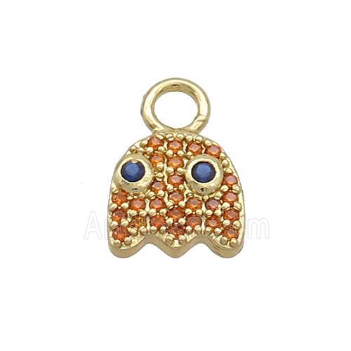Halloween Ghost Charms Copper Pendant Pave Zircon Gold Plated