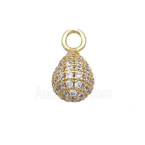 Copper Teardrop Pendant Pave Zircon Gold Plated