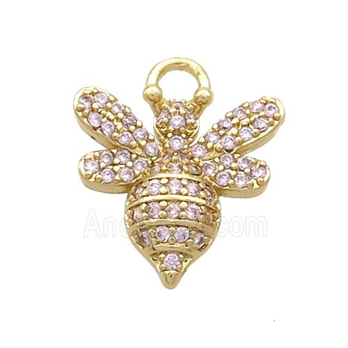 Copper Honeybee Pendant Pave Zircon Gold Plated