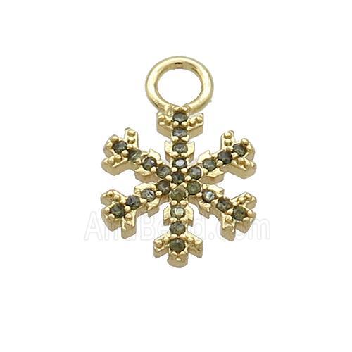 Copper Snowflake Pendant Pave Zircon Christmas Gold Plated
