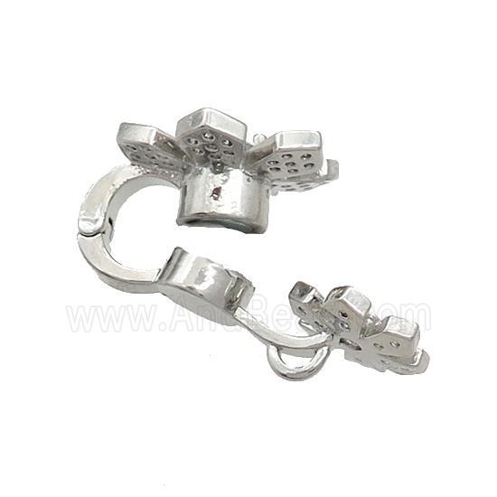 Copper Magnetic Clasp Pave Zircon Flower Platinum Plated