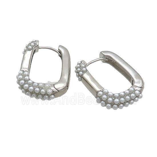 Copper Latchback Earrings Pave Pearlized Resin Platinum Plated