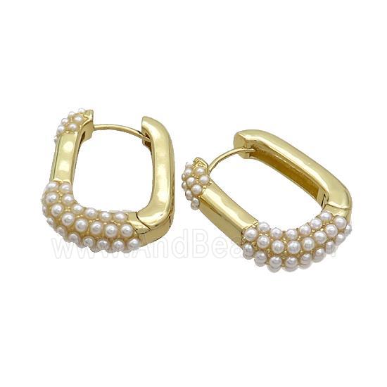Copper Latchback Earrings Pave Pearlized Resin Gold Plated