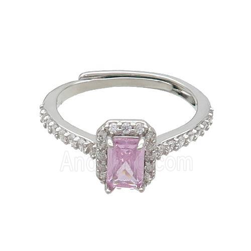 Copper Rings Pave Zircon Adjustable Platinum Plated