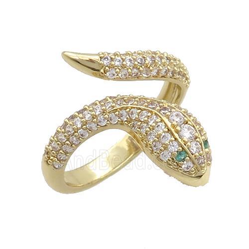 Copper Snake Rings Pave Zircon Gold Plated