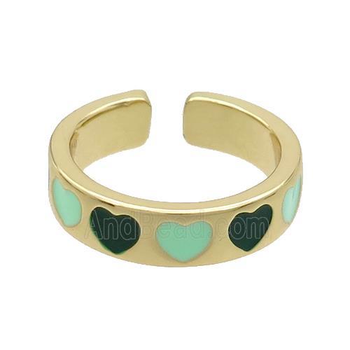 Copper Rings Enamel Heart Gold Plated