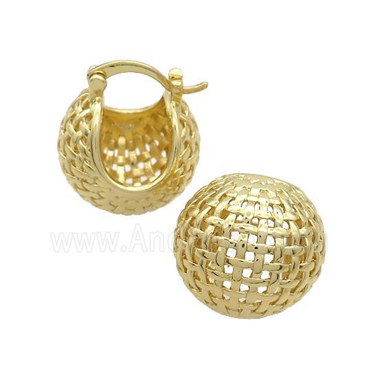 Copper Latchback Earrings Hollow Gold Plated