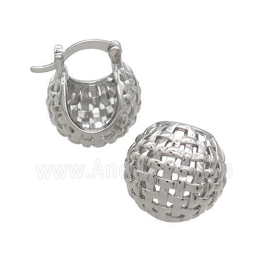 Copper Latchback Earrings Hollow Platinum Plated