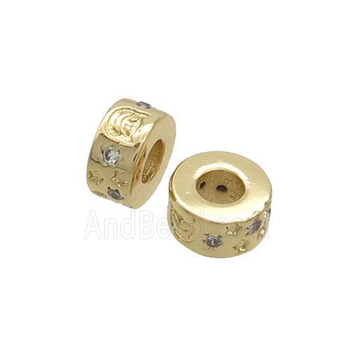 Copper Rondelle Spacer Beads Pave Zircon Gold Plated