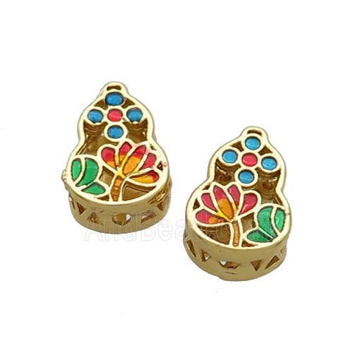 Copper Gourd Beads Multicolor Cloisonne Gold Plated