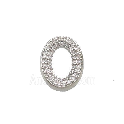 Copper Oval Connector Pave Zircon Platinum Plated