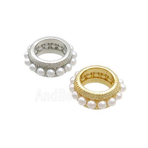 Copper Rondelle Beads Pave Pearlized Resin Large Hole Circle Mixed