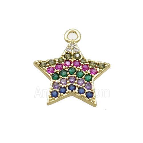 Copper Star Pendant Pave Zircon Multicolor Gold Plated