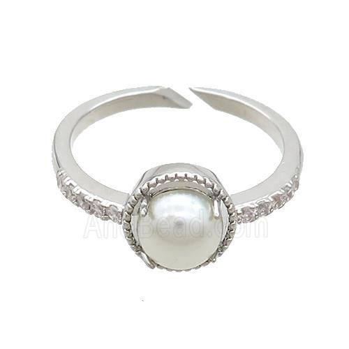 Copper Rings Pave Zircon Pearlized Resin Platinum Plated