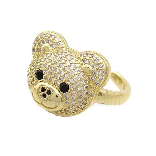 Copper Bear Rings Pave Zircon Gold Plated