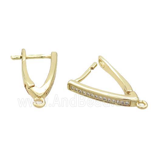 Copper Latchback Earrings Pave Zircon Gold Plated